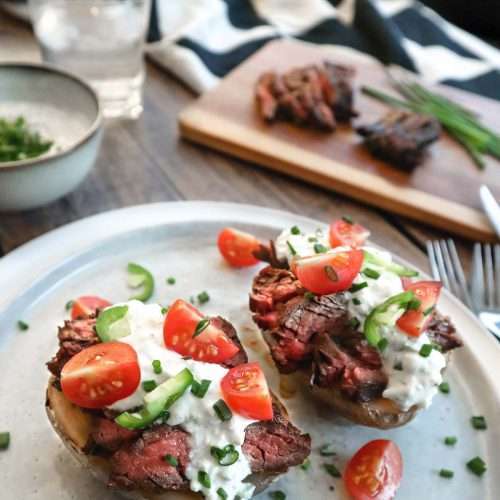 Pomme de terre farcie bavette feta crémeux jalapeno