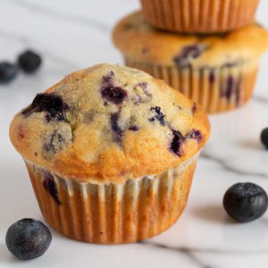 Gros plan sur un muffin aux bleuets